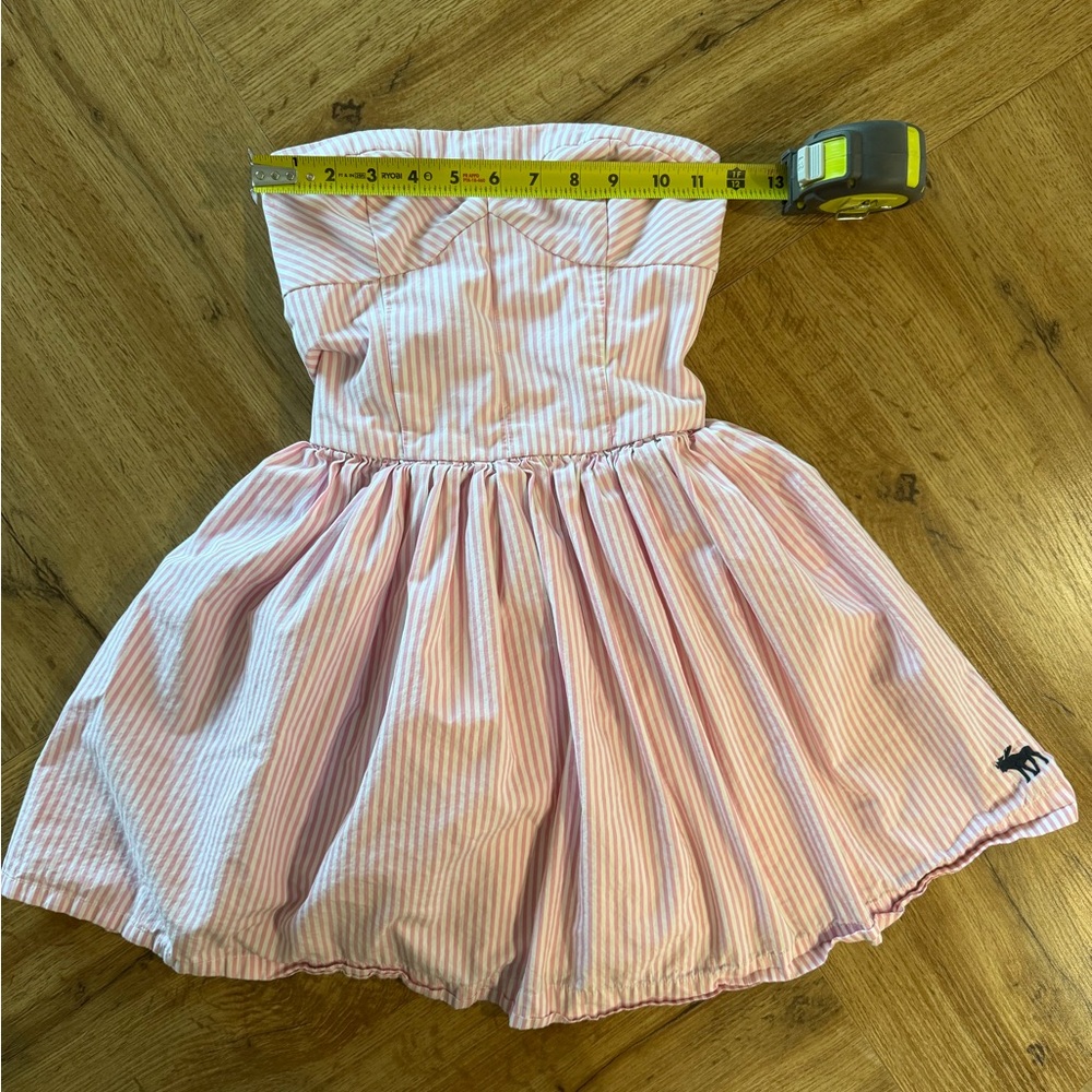 Vintage Abercrombie & Fitch Pink Stripe Strapless Dress S Y2K Coquette Preppy - Picture 3 of 10